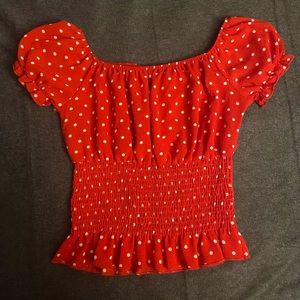 Off the shoulder smocked top